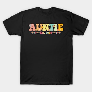 Auntie Est 2024 Auntie To Be Gifts New Auntie Pregnancy T-Shirt